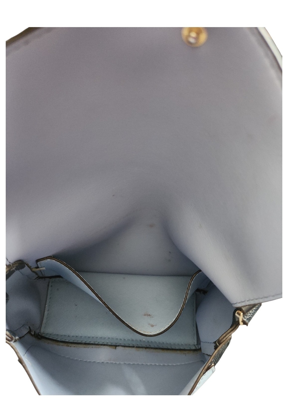 Michael Kors EUC Navy Leather Crossbody Bag with Light Blue Accent - Picture 4 of 10